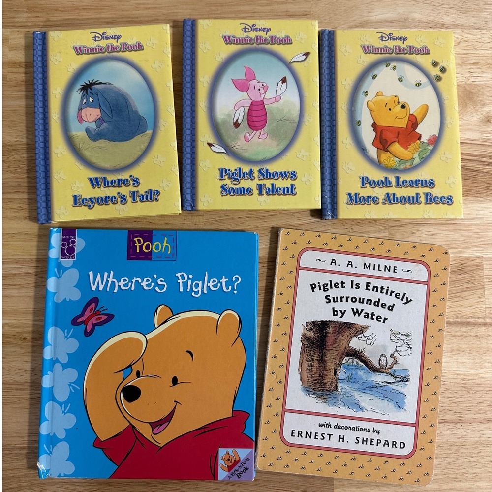 Disney Winnie the Pooh Vintage Book Lot of 5 Piglet Eeyore A.A. Milne 1990s